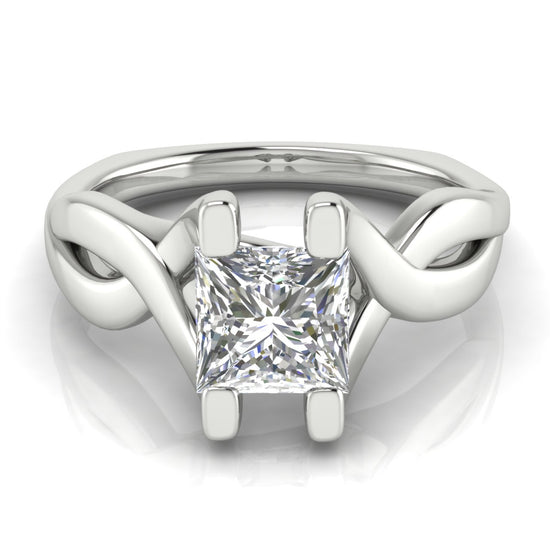 Twisted Shank Princess Cut Lab Diamond Engagement Ring