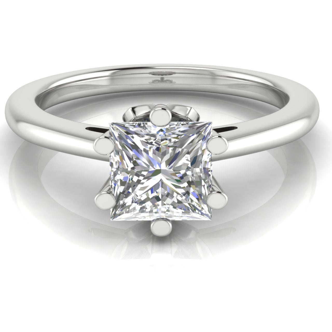 Lotus Pave Princess Cut Lab Diamond Engagement Ring