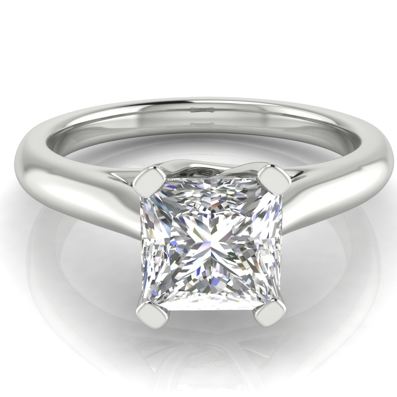 Bypass Basket Princess Cut Lab Diamond Engagement Ring