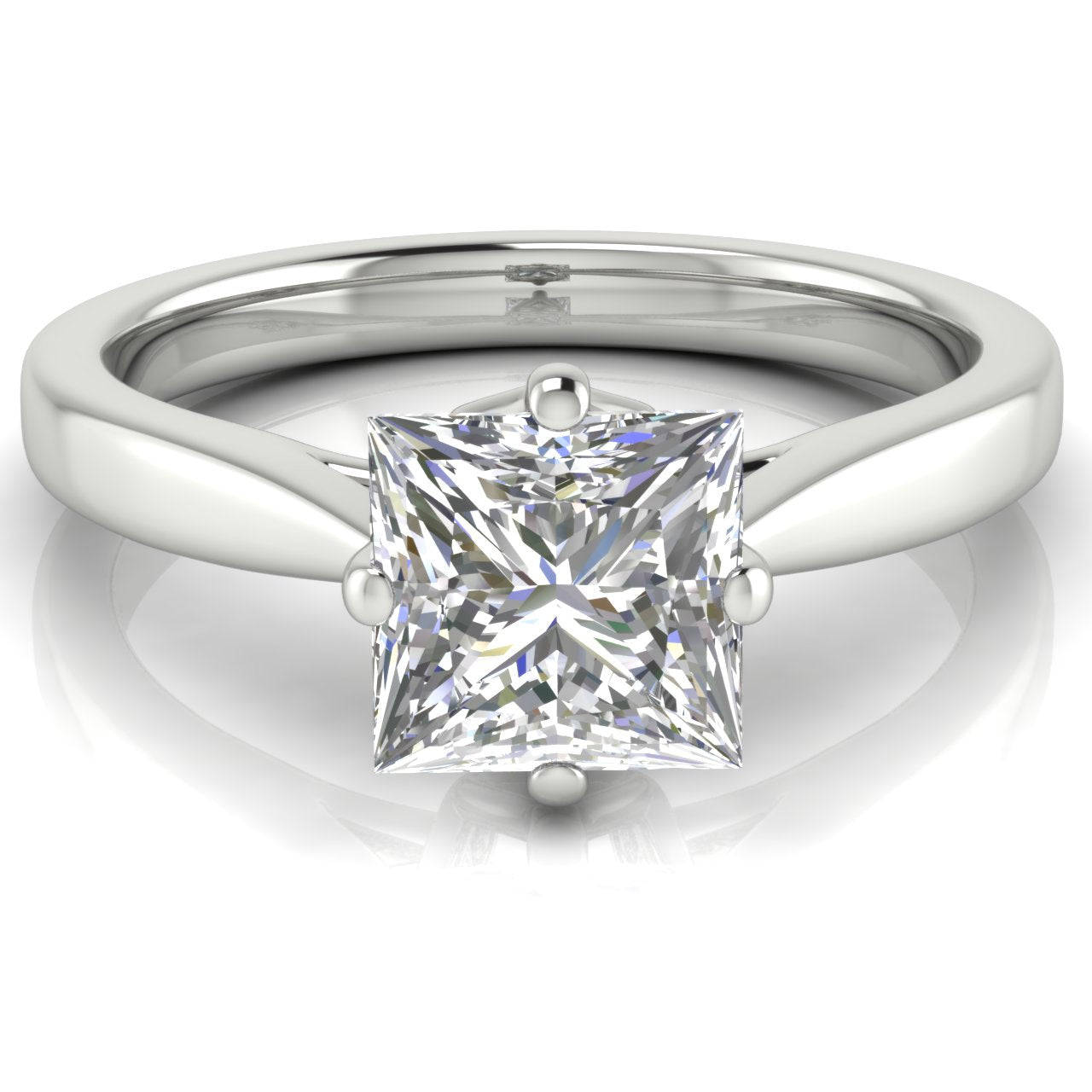 Hidden Accent Princess Cut Lab Diamond Engagement Ring