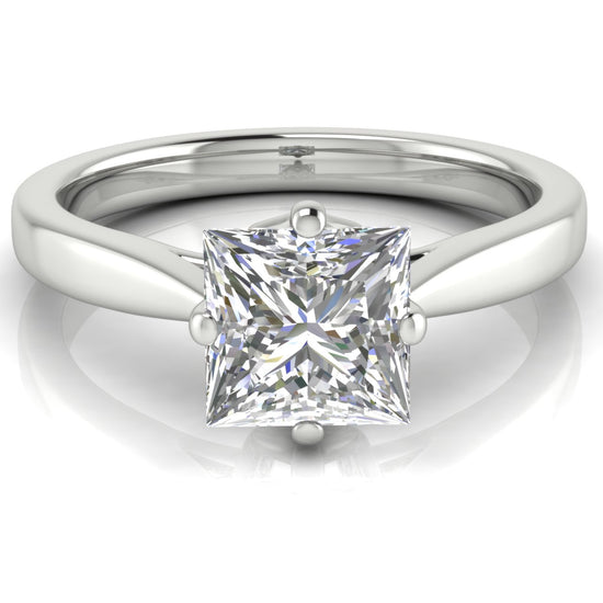 Hidden Accent Princess Cut Lab Diamond Engagement Ring