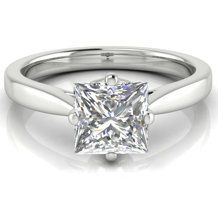 Hidden Accent Princess Cut  Engagement Ring | Moissanite | Lab Grown Diamond