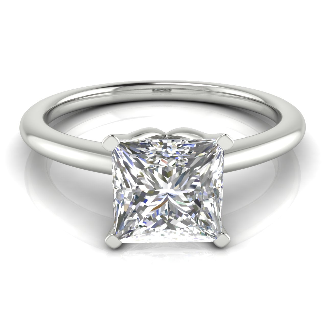 Tulip Set Princess Cut Lab Diamond Engagement Ring