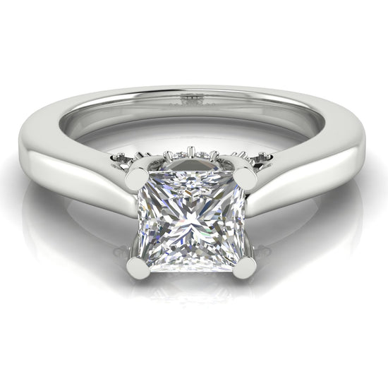 Bridge Paved Princess Cut Lab Diamond Engagement Ring