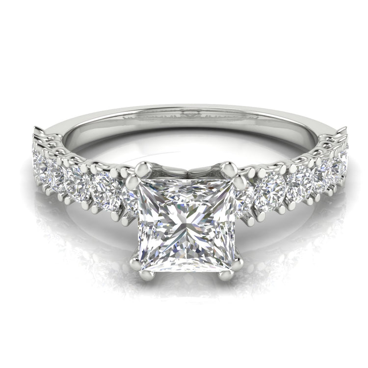 Scalloped Pave Princess Cut  Engagement Ring | Moissanite | Lab Grown Diamond