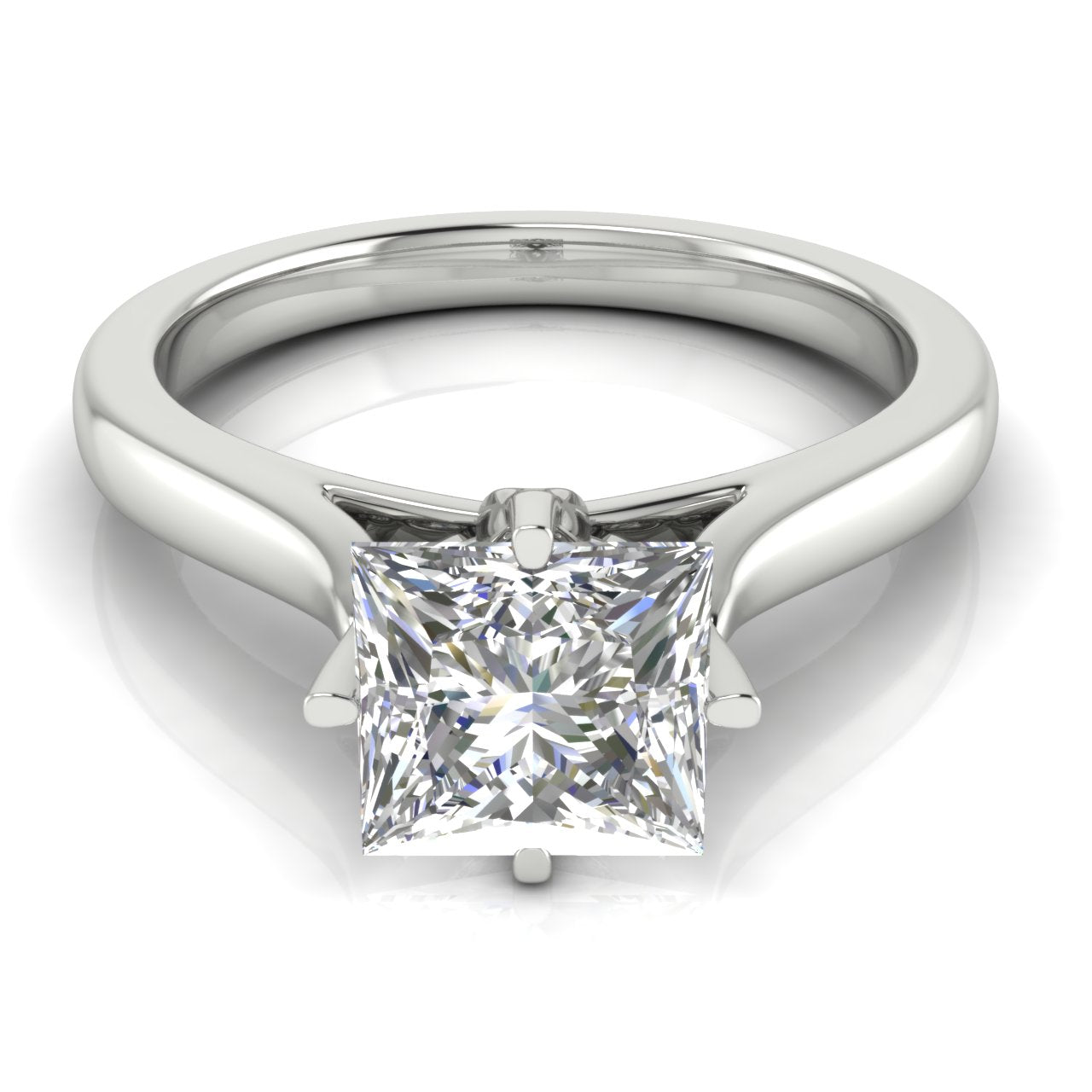 Lotus Prong Princess Cut Moissanite Engagement Ring