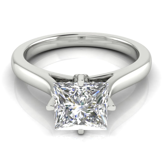 Lotus Prong Princess Cut Lab Diamond Engagement Ring