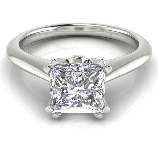 Double Prong Tulip Princess Cut Lab Diamond Engagement Ring