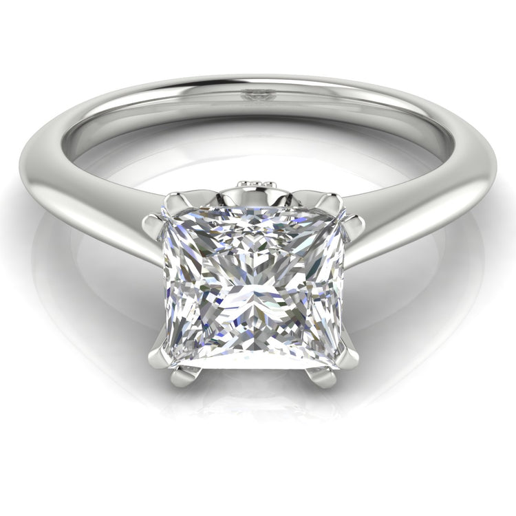 Double Prong Tulip Princess Cut Moissanite Engagement Ring