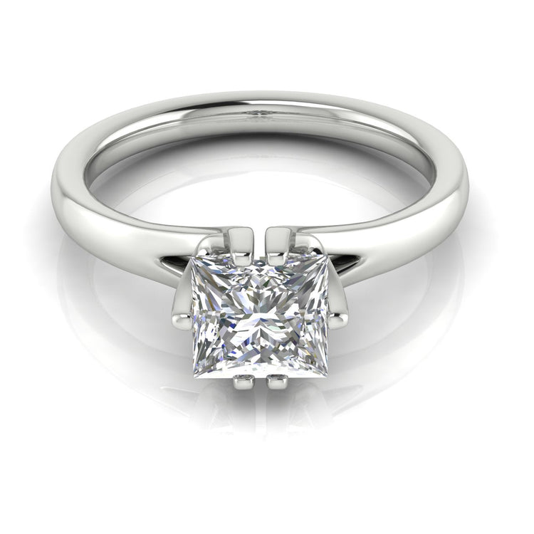 Suspended Princess Cut Lab Diamond Engagement Ring