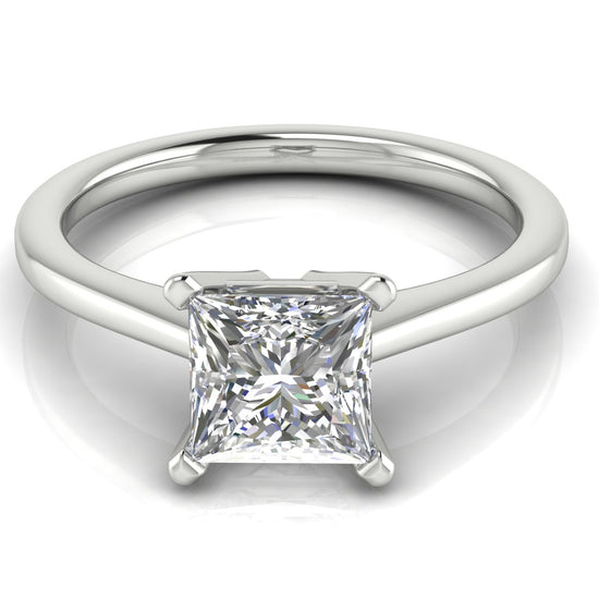 Basket Set Floating Princess Cut Moissanite Engagement Ring