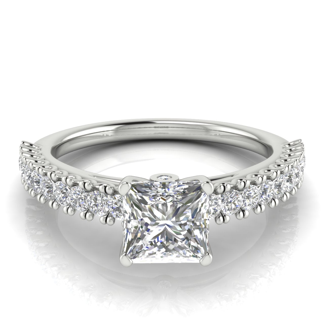 Floating Pave Princess Cut Lab Diamond Engagement Ring