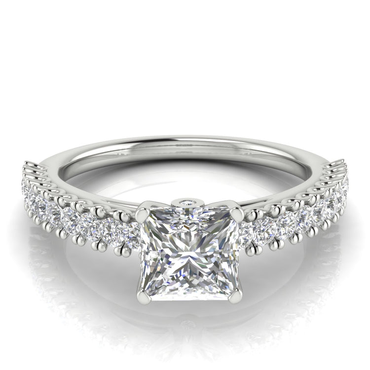 Floating Pave Princess Cut  Engagement Ring | Moissanite | Lab Grown Diamond