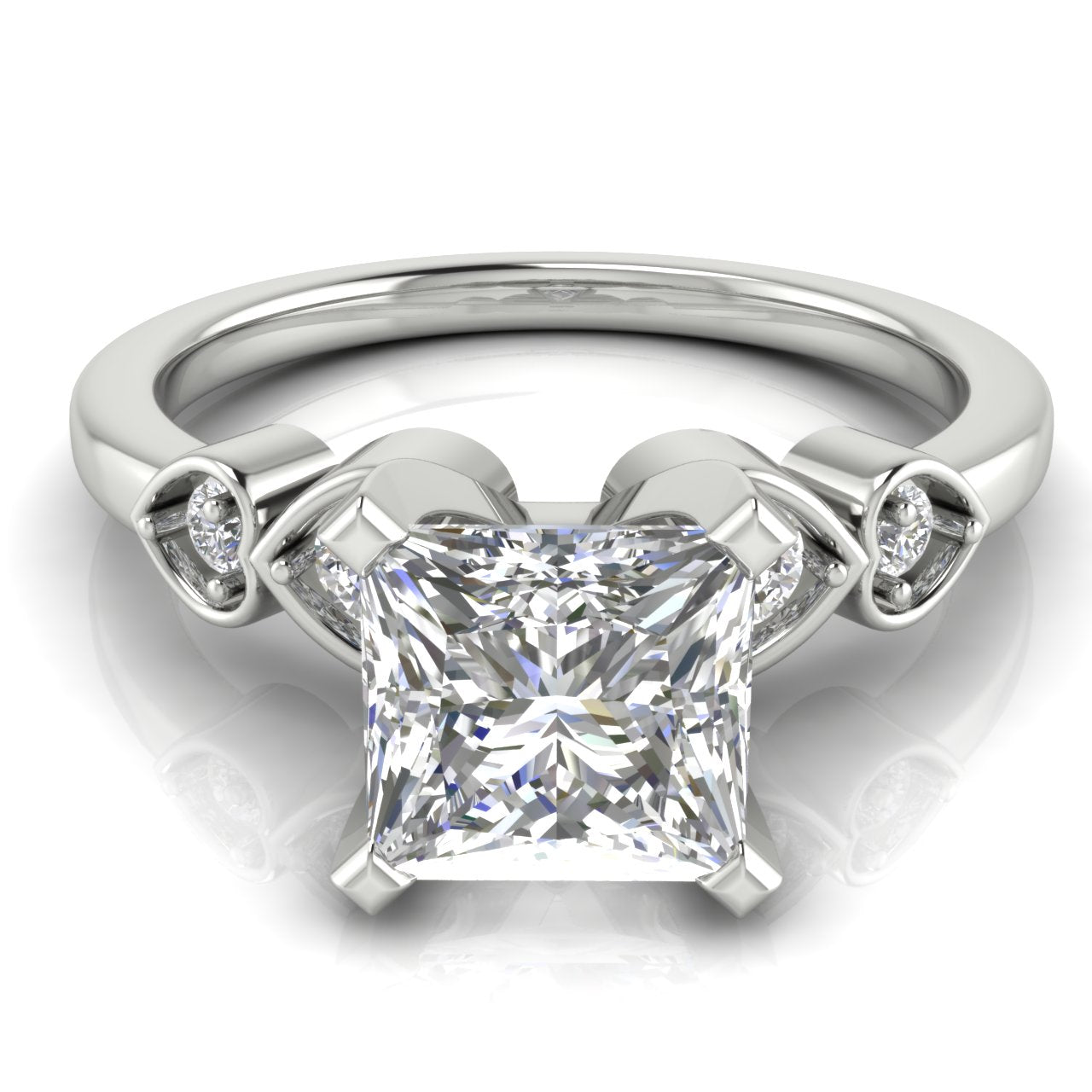 Romance Princess Cut Lab Diamond Engagement Ring