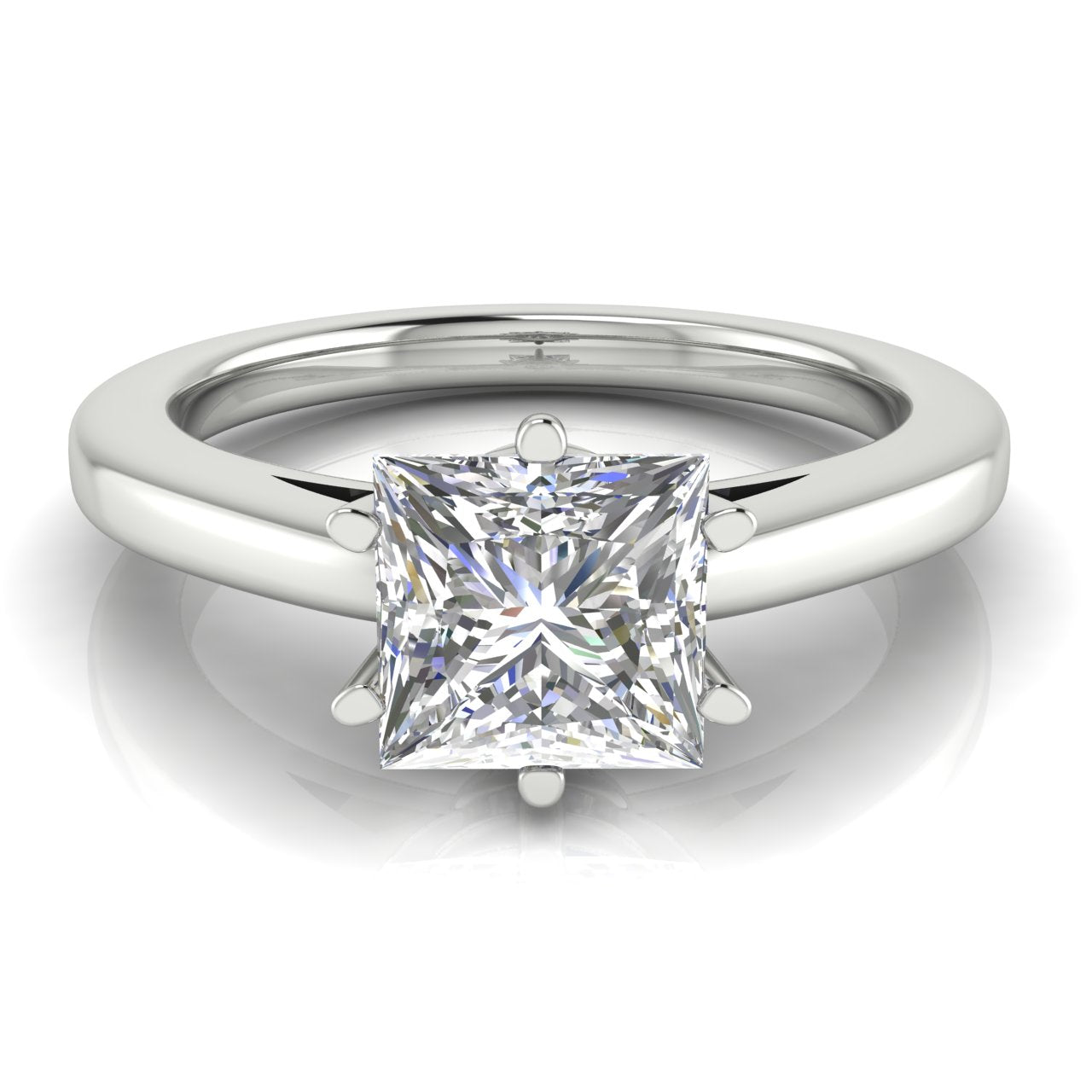 6 Prong Cathedral Princess Cut Moissanite Engagement Ring