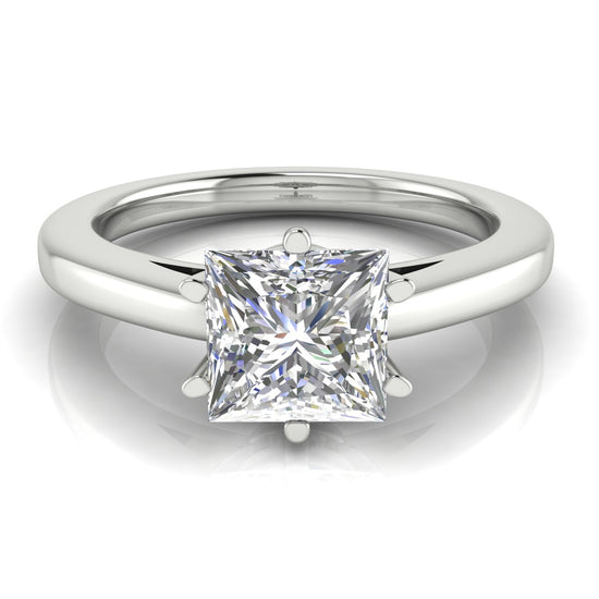 6 Prong Cathedral Princess Cut Moissanite Engagement Ring