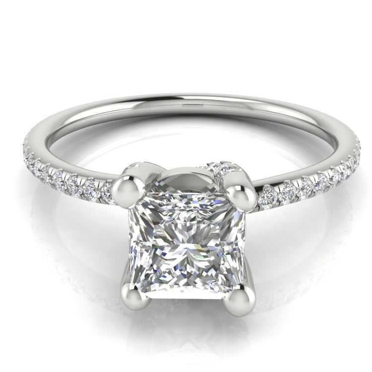 Prong Pave Princess Cut  Engagement Ring | Moissanite | Lab Grown Diamond