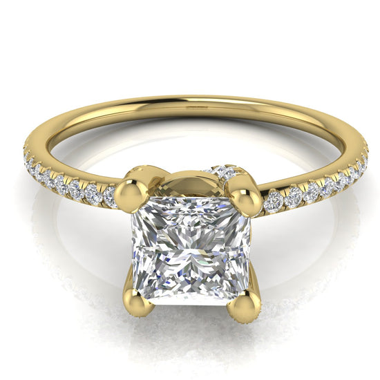 Prong Pave Princess Cut Lab Diamond Engagement Ring