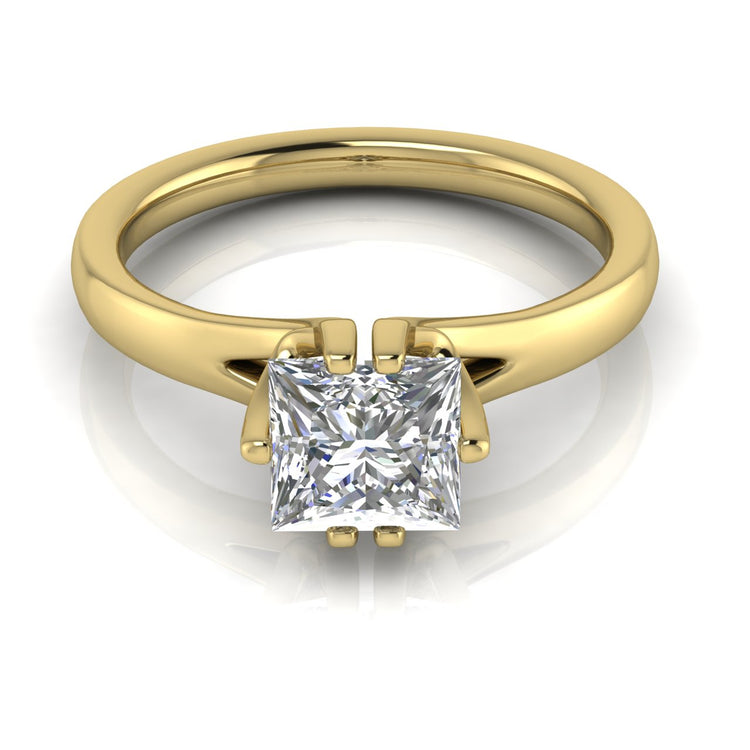 Suspended Princess Cut Moissanite Engagement Ring