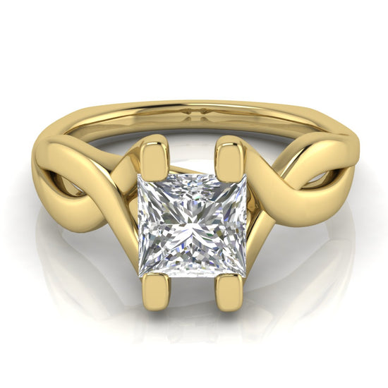 Twisted Shank Princess Cut Lab Diamond Engagement Ring