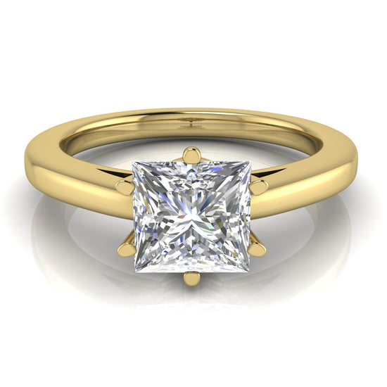 6 Prong Cathedral Princess Cut Moissanite Engagement Ring