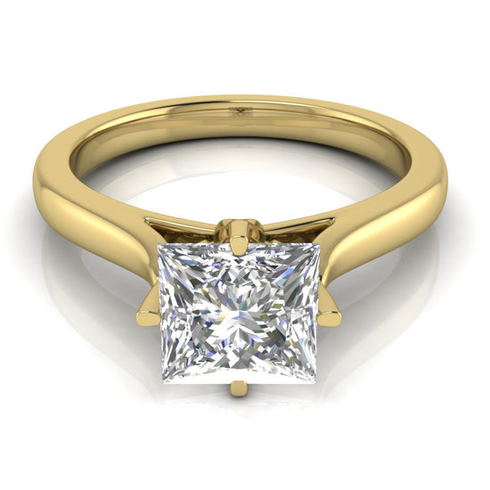 Lotus Prong Princess Cut Moissanite Engagement Ring