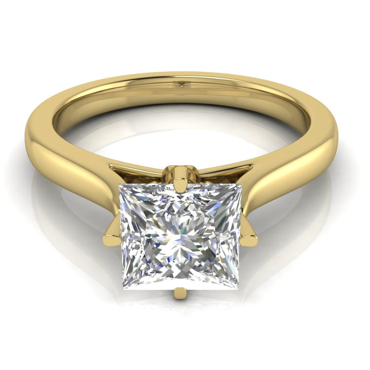 Lotus Prong Princess Cut Lab Diamond Engagement Ring