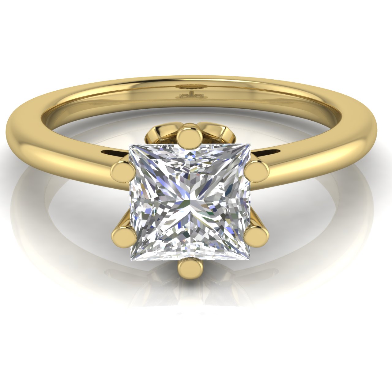 Lotus Pave Princess Cut Moissanite Engagement Ring