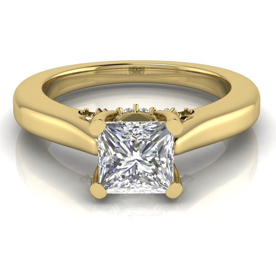 Bridge Paved Princess Cut Moissanite Engagement Ring