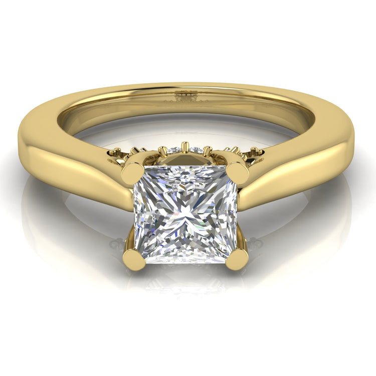 Bridge Paved Princess Cut Moissanite Engagement Ring