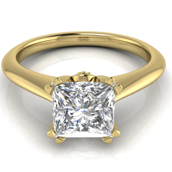 Double Prong Tulip Princess Cut Moissanite Engagement Ring