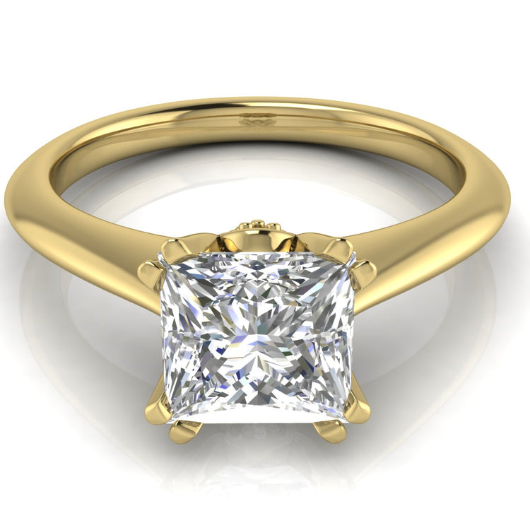 Double Prong Tulip Princess Cut Lab Diamond Engagement Ring