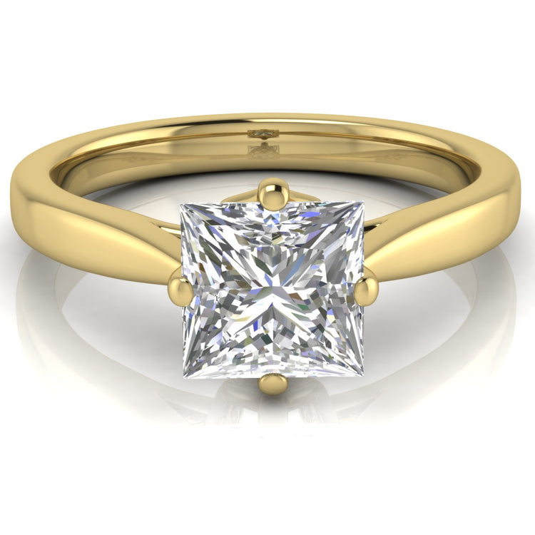 Hidden Accent Princess Cut Lab Diamond Engagement Ring