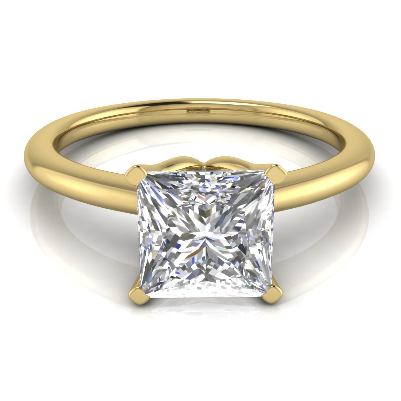 Tulip Set Princess Cut Lab Diamond Engagement Ring