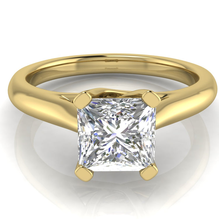 Bypass Basket Princess Cut Lab Diamond Engagement Ring