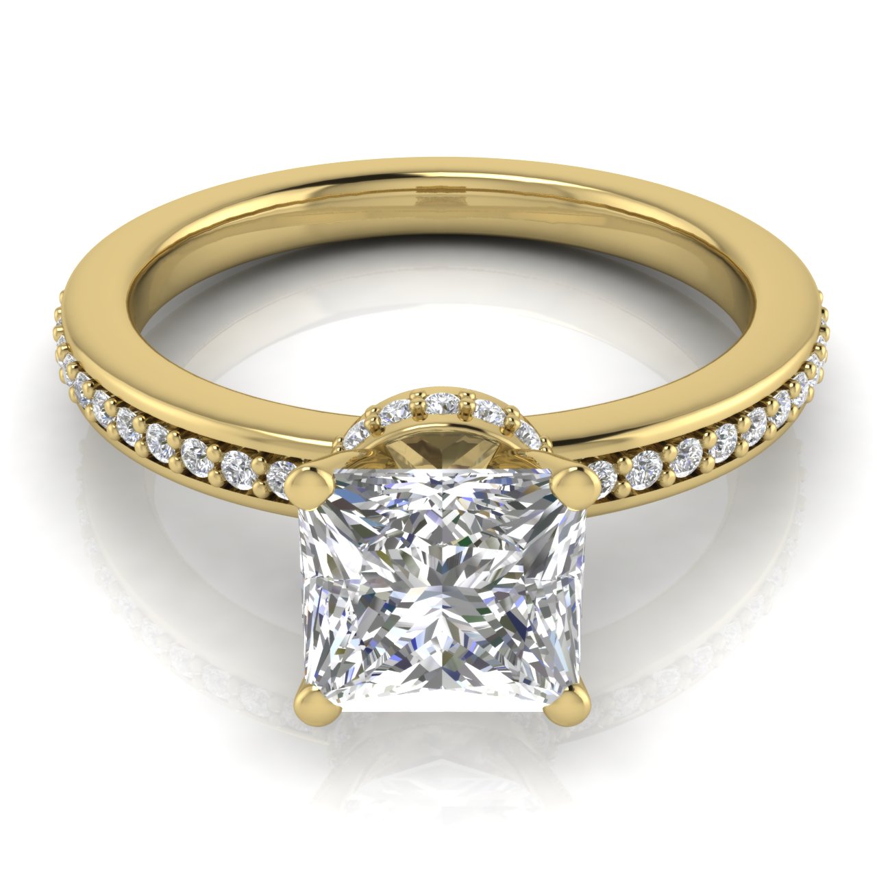 Hidden Halo Princess Cut Lab Diamond Engagement Ring