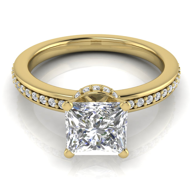 Hidden Halo Princess Cut Moissanite Engagement Ring