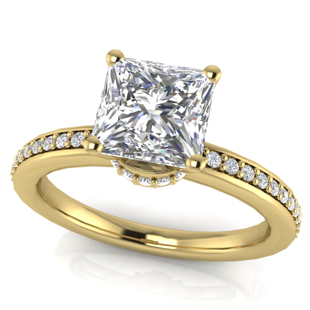 Hidden Halo Princess Cut Lab Diamond Engagement Ring