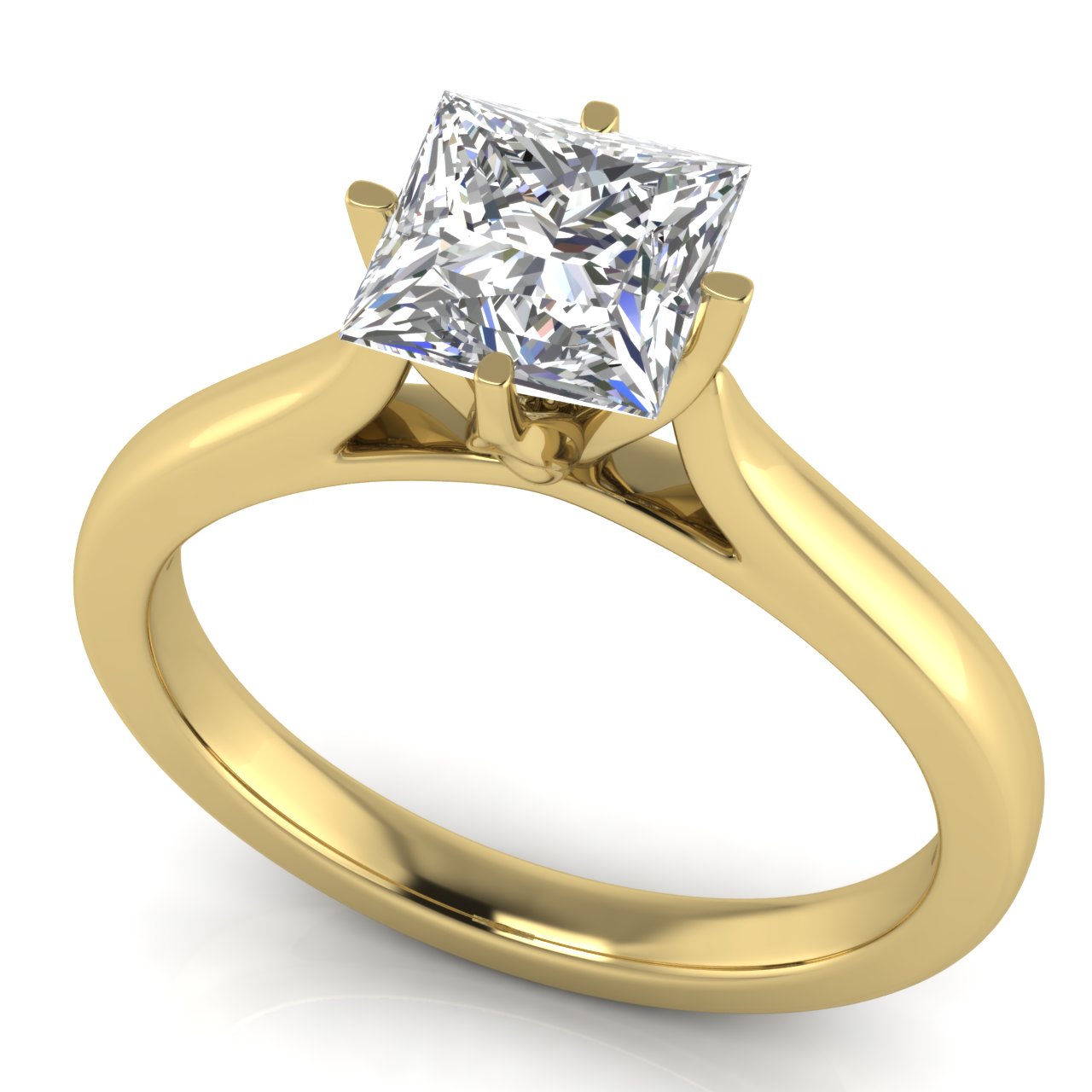 Lotus Prong Princess Cut Lab Diamond Engagement Ring