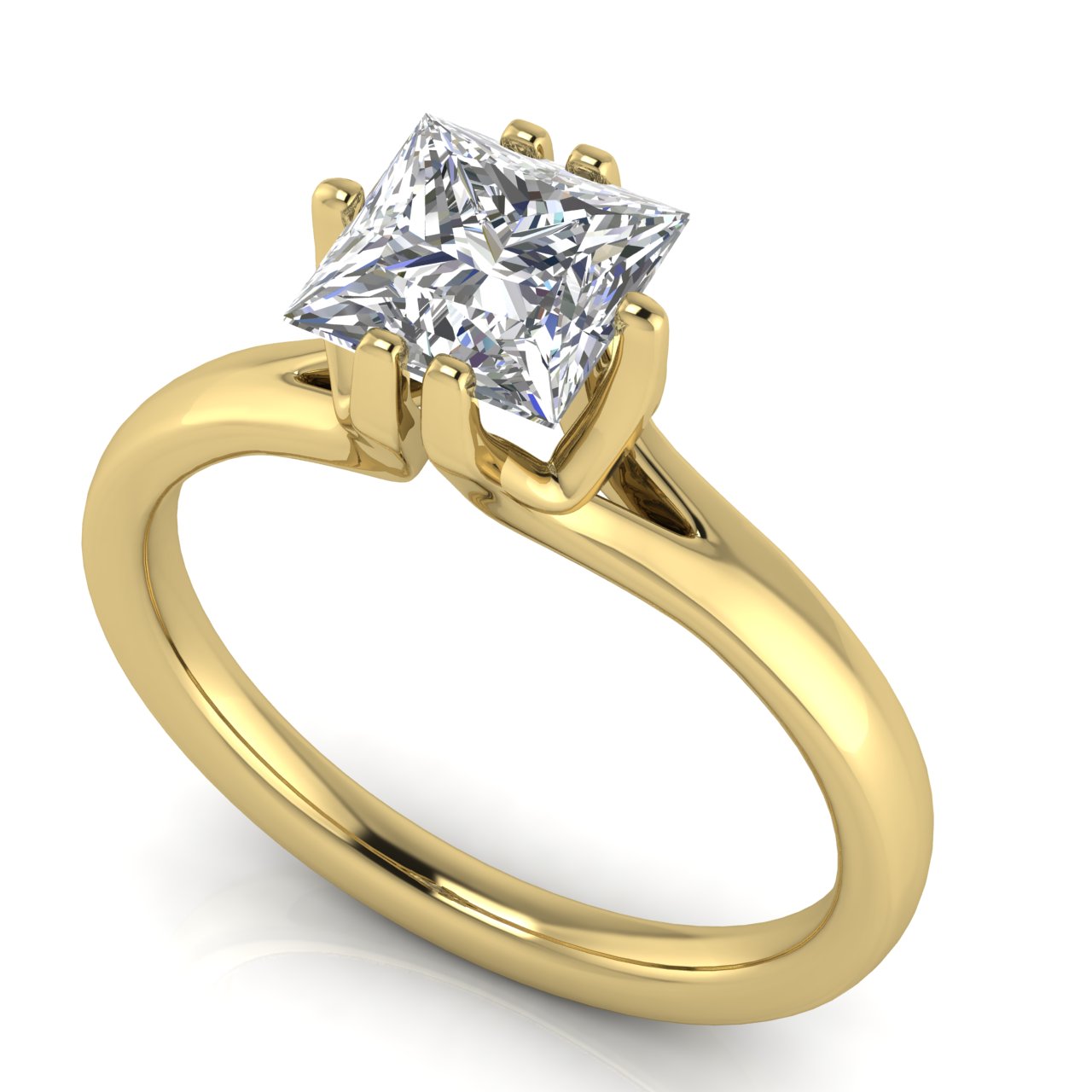 Suspended Princess Cut Lab Diamond Engagement Ring