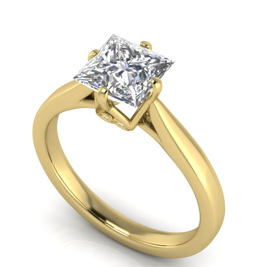 Hidden Accent Princess Cut Lab Diamond Engagement Ring