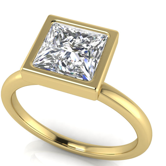 Bezel Princess Cut Moissanite Engagement Ring