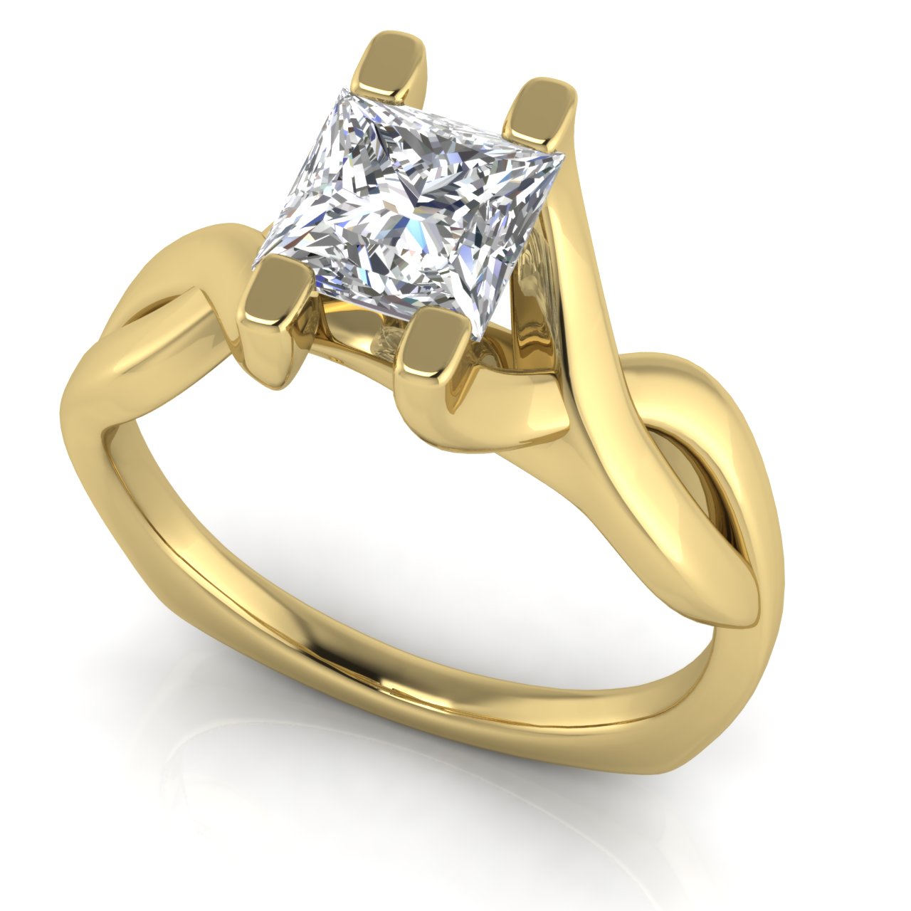 Twisted Shank Princess Cut Lab Diamond Engagement Ring