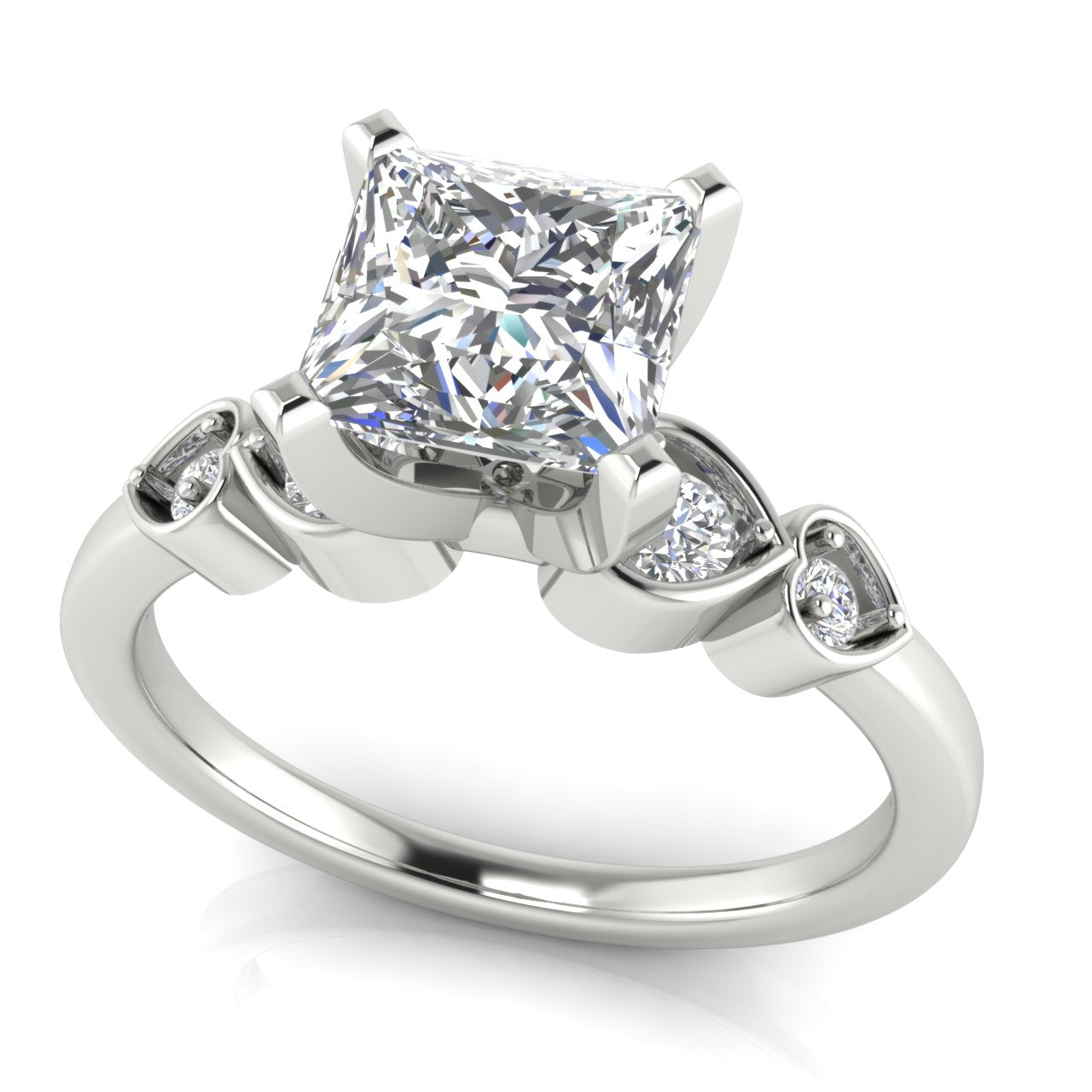 Romance Princess Cut Lab Diamond Engagement Ring