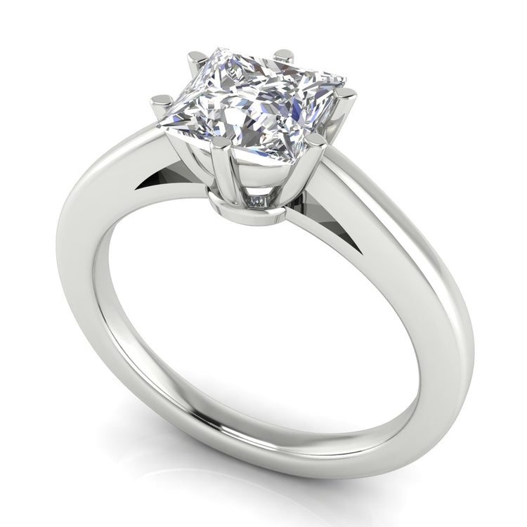 6 Prong Cathedral Princess Cut Moissanite Engagement Ring