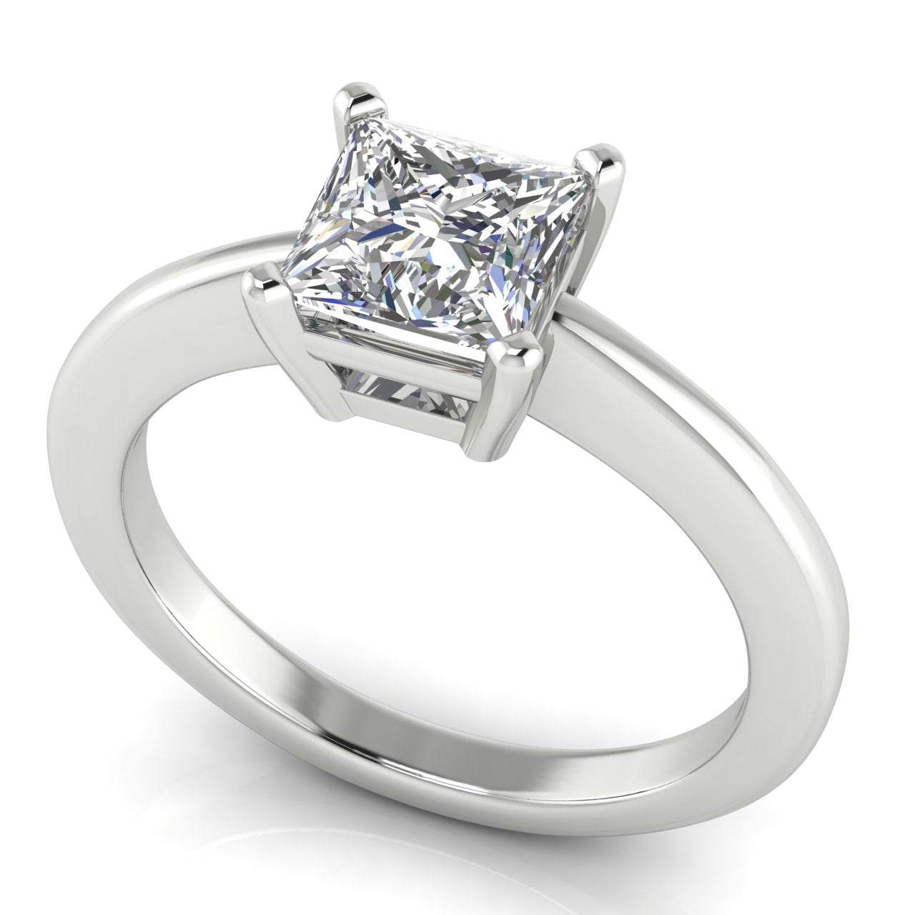 4 Prong Basket Princess Cut Moissanite Engagement Ring