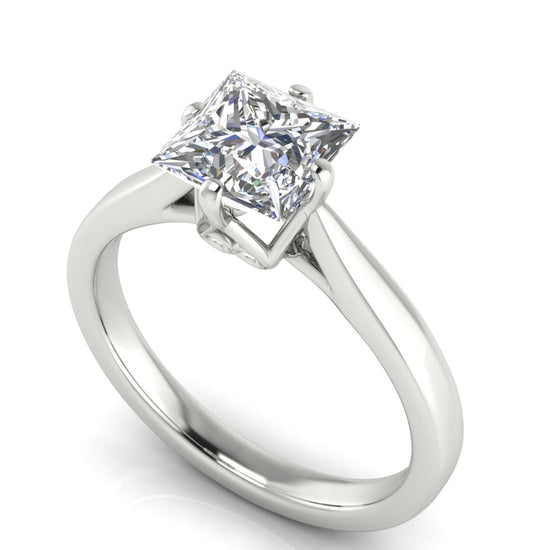 Hidden Accent Princess Cut Moissanite Engagement Ring