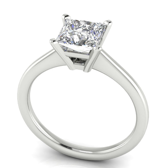 Basket Set Floating Princess Cut Lab Diamond Engagement Ring