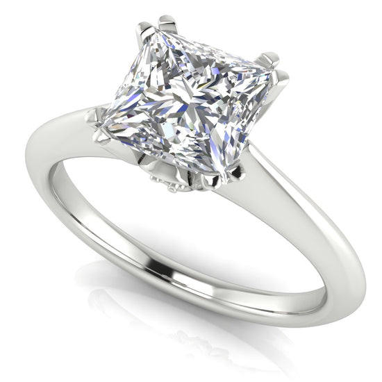 Double Prong Tulip Princess Cut Lab Diamond Engagement Ring