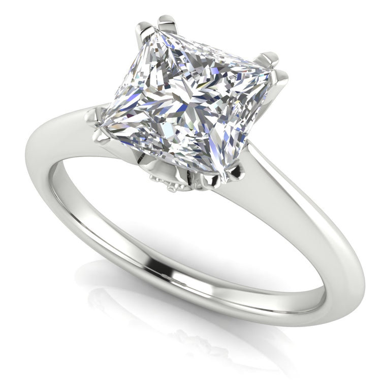 Double Prong Tulip Princess Cut Moissanite Engagement Ring